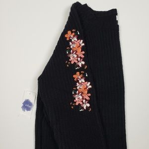 NWT Indigo Black Long Sleeve Embroidered Sweater